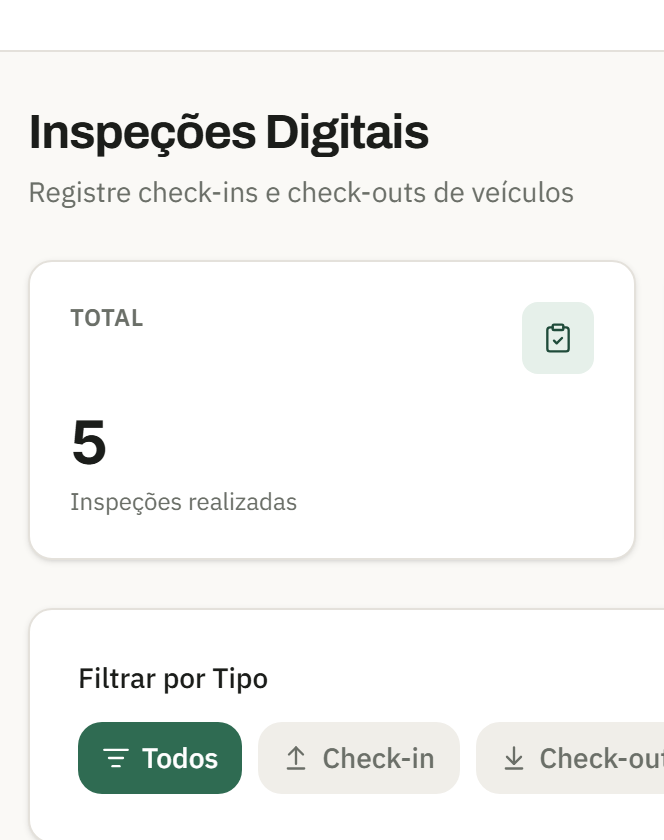 Card de total de inspeções da tela de Inspeções Digitais da Frotana, mostrando a contagem de inspeções realizadas.